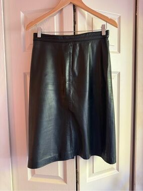 Women’s Black Genuine Leather A-Line Skirt - Made in Canada